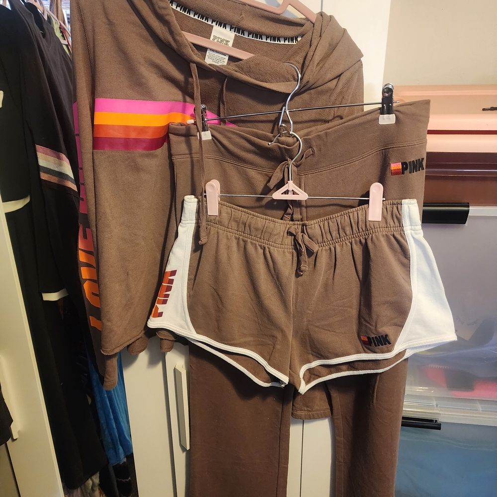 PINK Victoria's Secret Brown & White Lounge Shorts by PINK Victoria's Secret